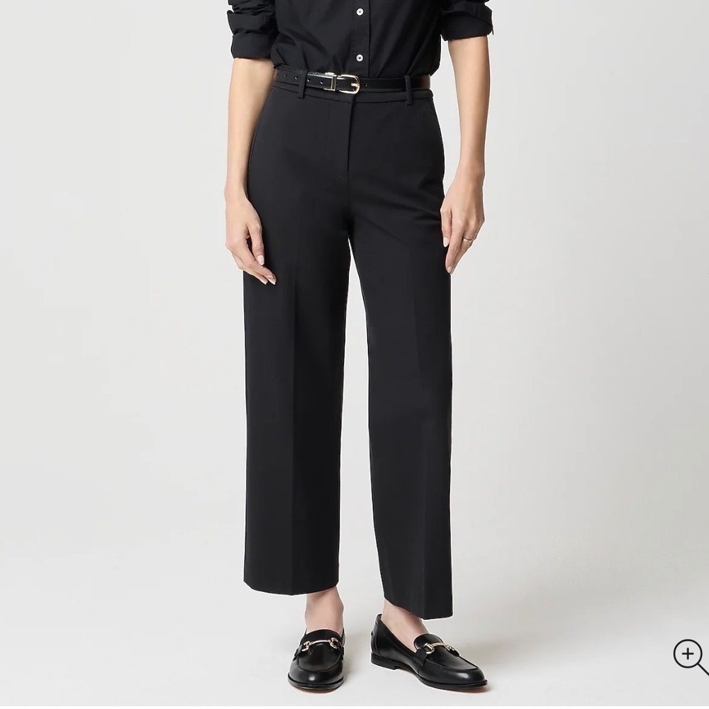 J.Crew Remy wide-leg cropped pant Black Trousers Size 10T Tall NWT